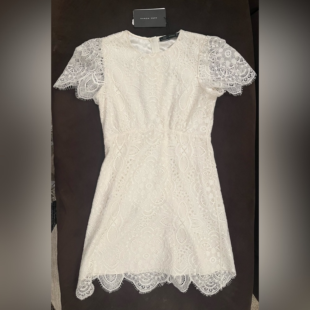 Zara Women’s Dress - Cream/White - Women’s Size Small - Brand New with Tags